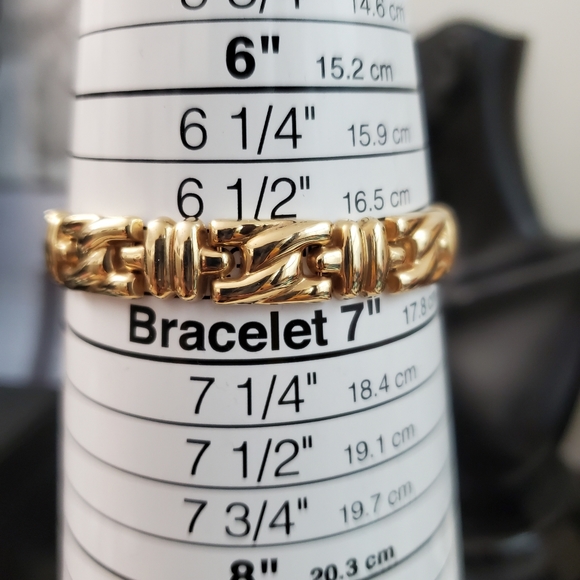 10mm 14K Gold Art Deco Chunky Bracelet - Picture 7 of 11